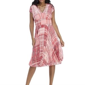 Maggy London Plaid Pleated Chiffon Dress